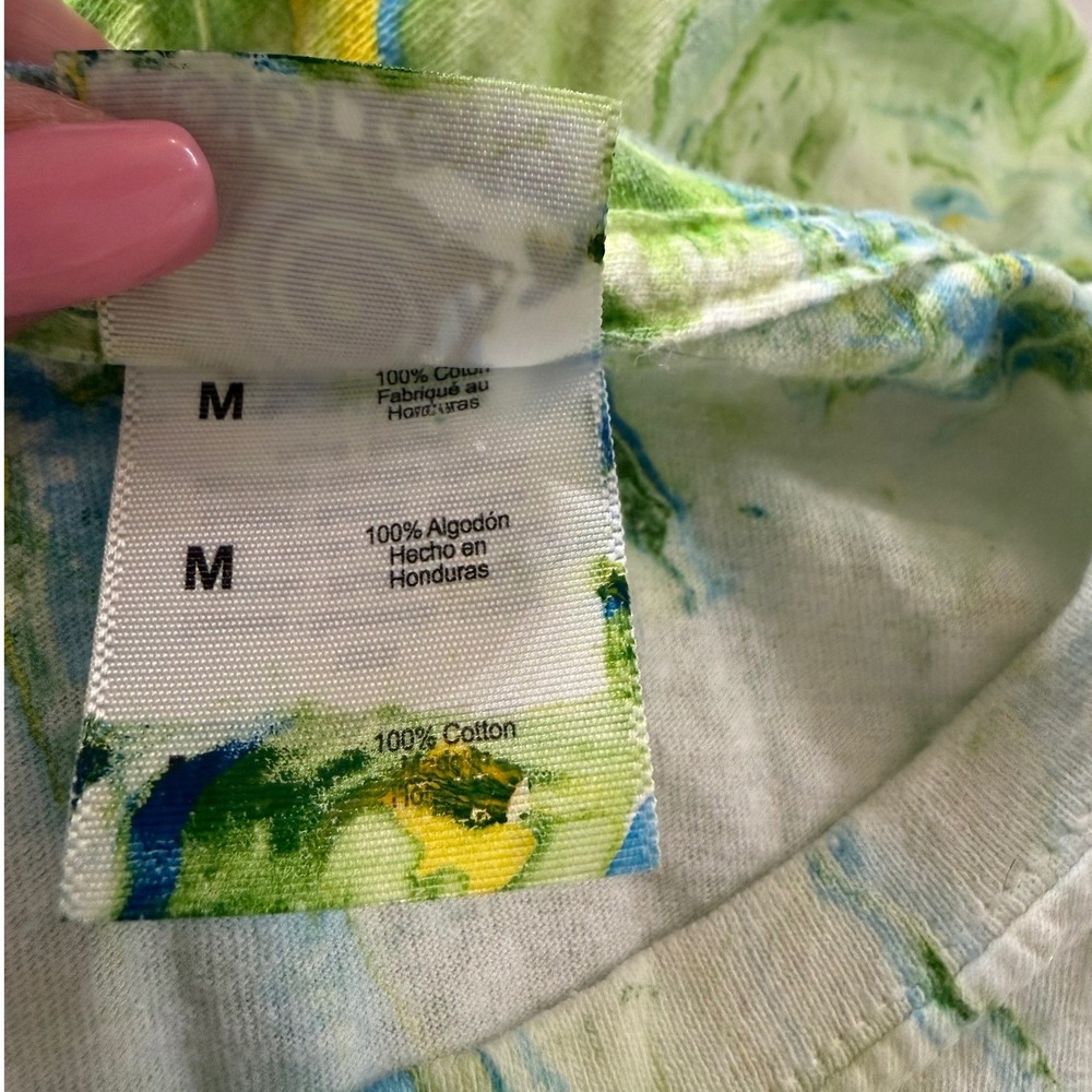 Colortone Key West Tie Dye Marble T-Shirt Mens Medium Green Blue Embroidered Tee - Picture 5 of 12